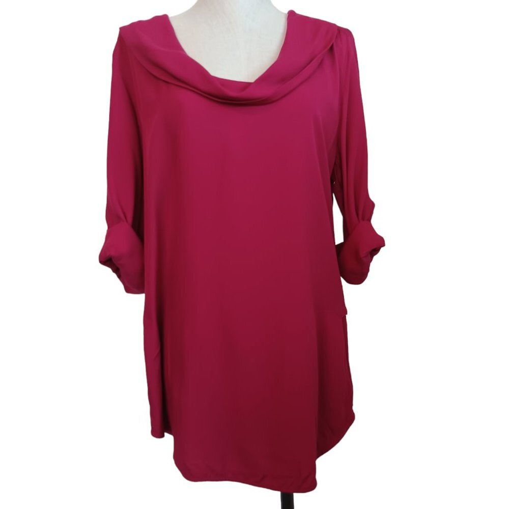 Soft Surroundings Tunic Womens Medium Pink Wide‎ Cowl Neck w Pockets